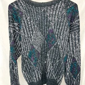 Vintage Michael Gerald Geometric Acrylic Sweater Men's Size Large Grandpa 1990s